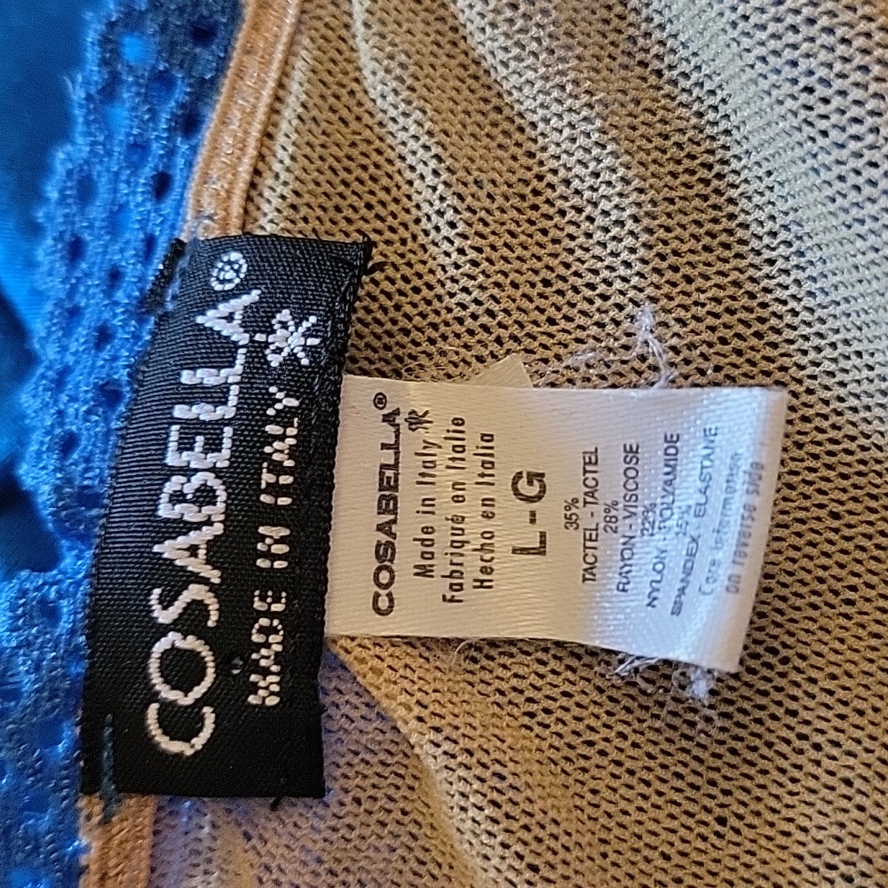 Cosabella | Vintage Blue Baby Doll Lingerie Nightie with Lace - size L - Picture 8 of 11
